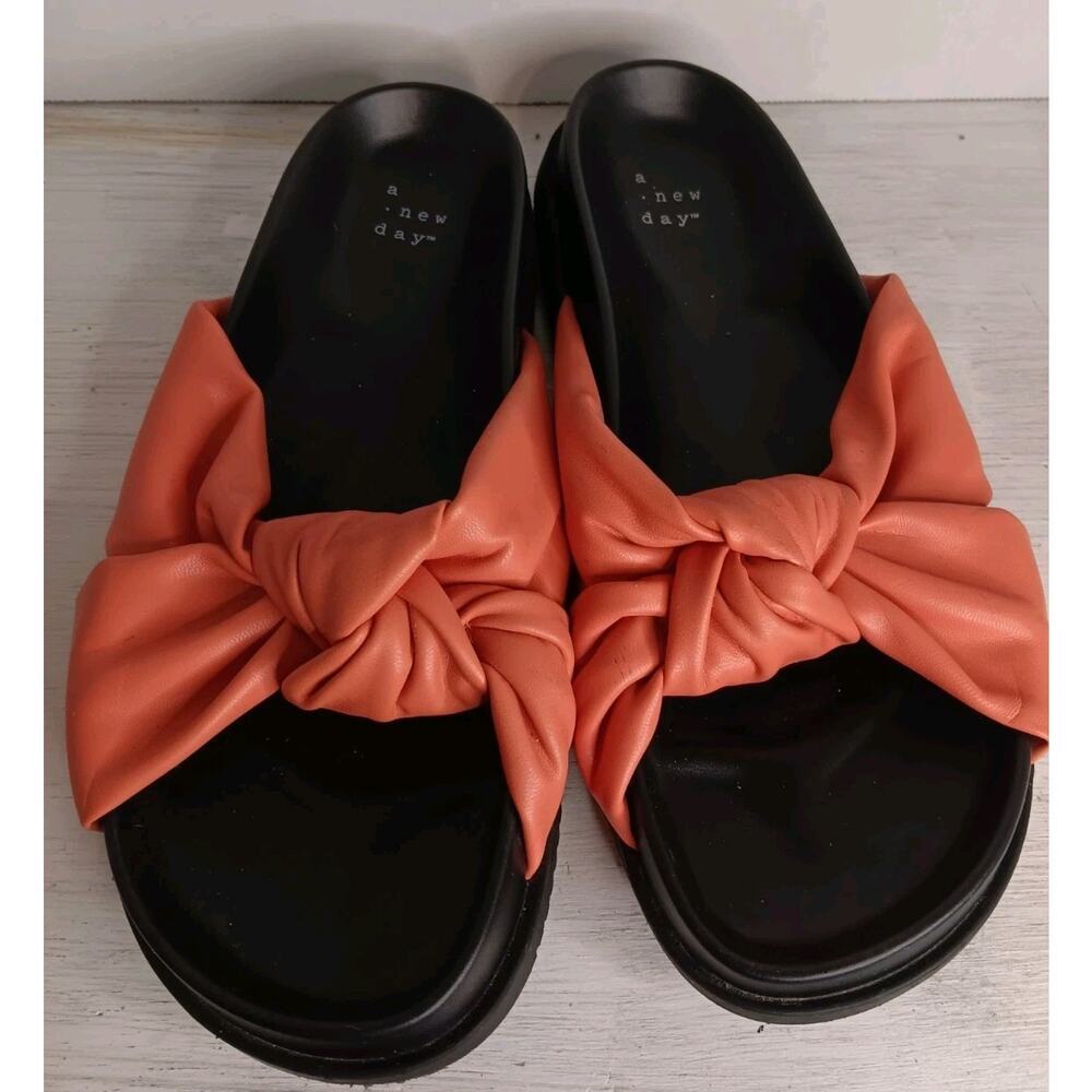 A New Day Women's Kaylin Knotted Slide Sandals Coral Size 8